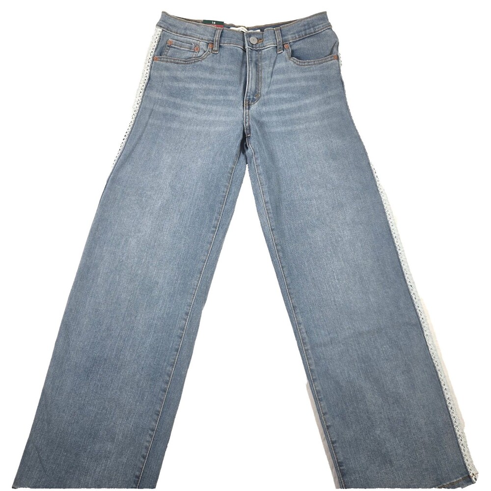 Levi's Girls Wide-leg Jeans Blue Size 14 Relaxed Fit Adjustable Waistband New